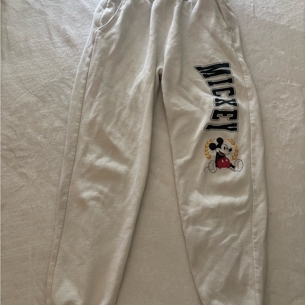 White Abercrombie Kids Mickey Mouse Sweatpants